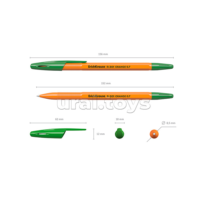 Ручка шариковая R-301 Orange Stick 0.7, цвет чернил зеленый Ручка шариковая R-301 Orange Stick 0.7, цвет чернил зеленый