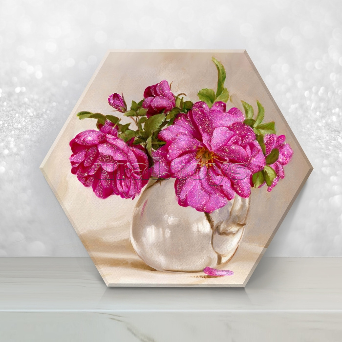 Картина по номерам 37х32 "Бузин. Розовый букет" с кристаллами из хрусталя Гексагон (17  цветов) Картина по номерам 37х32 "Бузин. Розовый букет" с кристаллами из хрусталя Гексагон (17  цветов)