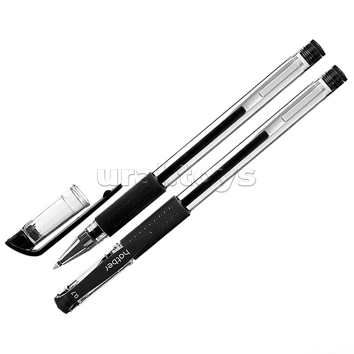 Ручка гелевая "Test" черная 0,7мм с резиновым грипом  12 шт. в картонной коробке