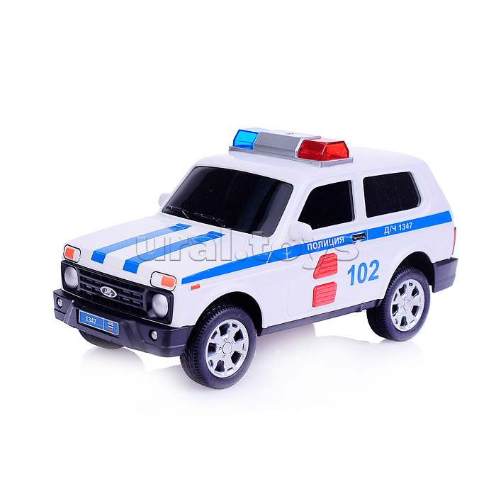 Машина пластик свет-звук LADA 4x4 URBAN Полиция 19,5 см, 2 кноп, инерционная