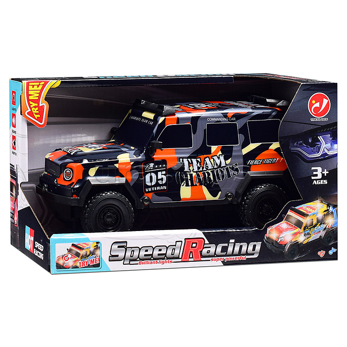 Машина "Яркая скорость" 1:18, свет, звук, в коробке