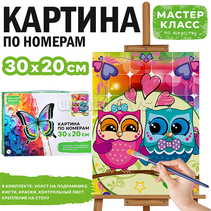 Набор для рисования "Картина по номерам 30х20 см. Дружные совята"