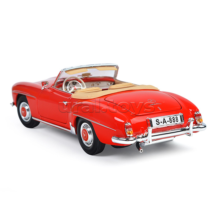 Машинка die-cast 1955 Mercedes-Benz 190SL, 1:18,  красная, открывающиеся двери