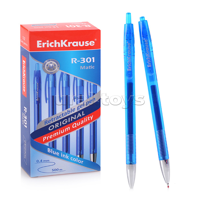Ручка гелевая автоматическая ErichKrause® R-301 Original Gel Matic, цвет чернил синий (в коробке по 12 шт.)