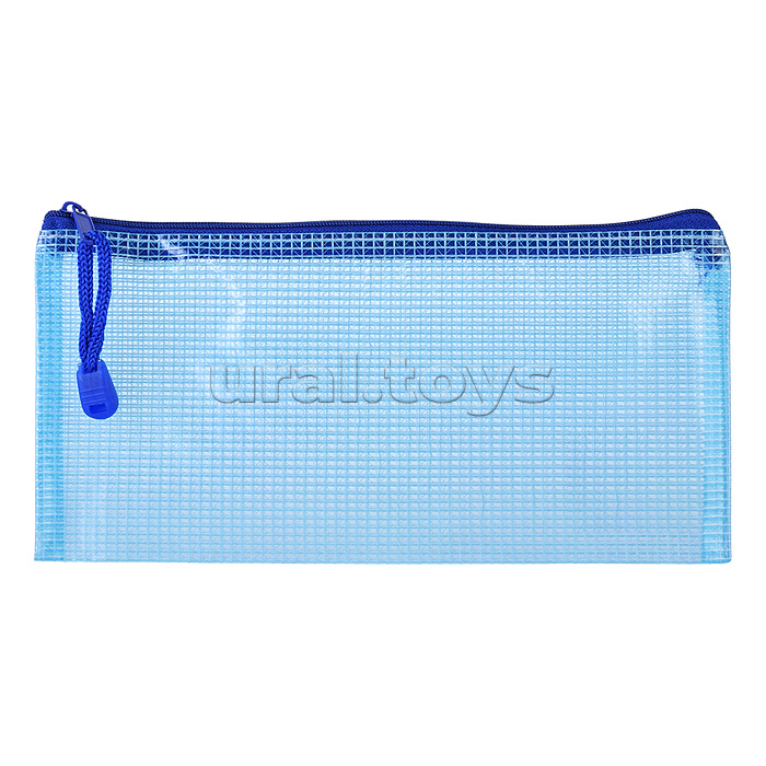 Папка на молнии DL (235x108 мм) тонированный армированный ПВХ 280 мкм, цветная текстильная молния, 4 цвета ассорти