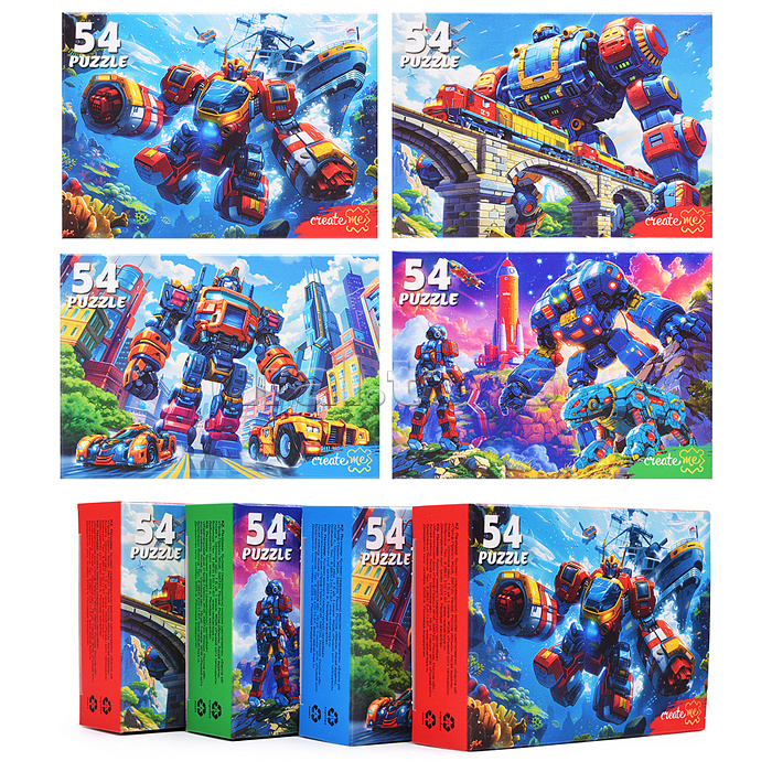 Пазлы 54 "Мир мощных траенсформеров"