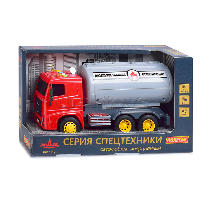 МАЗ, автомобиль с цистерной инерционный (со светом и звуком) (в коробке)