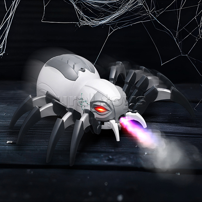 Паук радиоуправляемый, эффект дыма, световые и звуковые эффекты, цвет белый