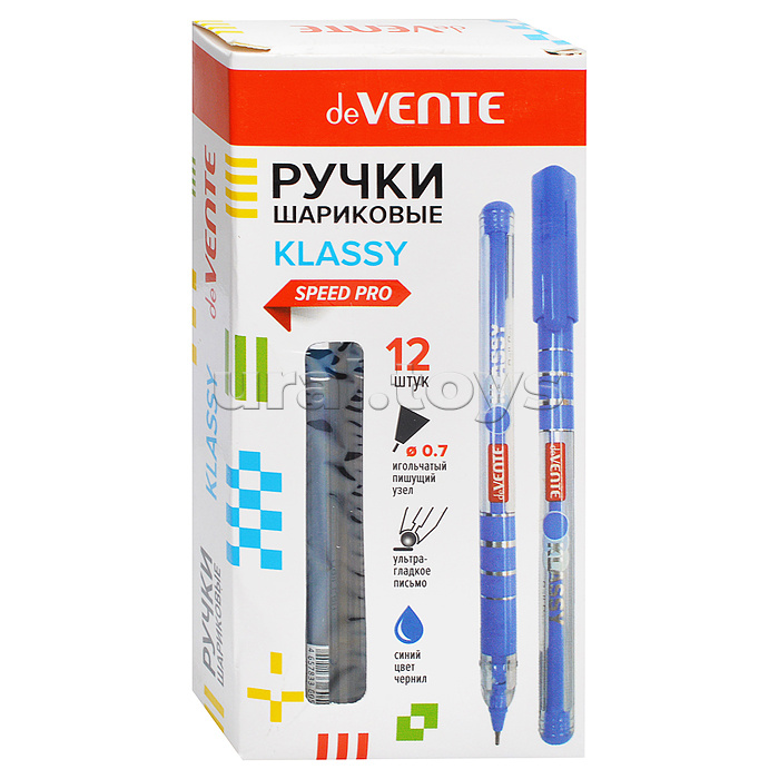 Ручка шариковая "Klassy" серия Speed Pro, d=0,7 мм, ультра гладкое письмо, чернила на масляной основе, игольчатый пишущий узел, синяя, в картонной коробке Ручка шариковая "Klassy" серия Speed Pro, d=0,7 мм, ультра гладкое письмо, чернила на масляной основе, игольчатый пишущий узел, синяя, в картонной коробке