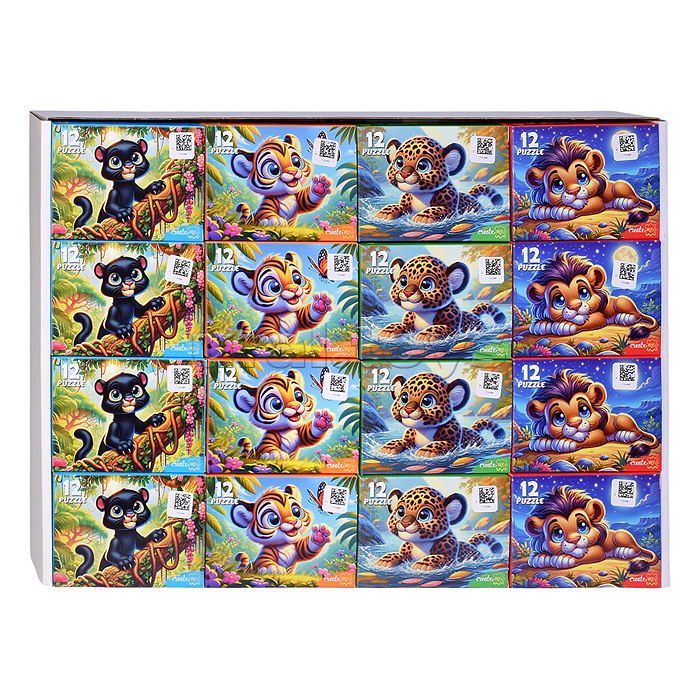 Пазлы 12 "Дикие кошки"