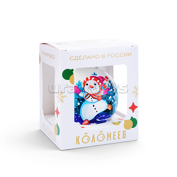 Шар "Снеговишка на коньках", 80 мм., в подарочной упаковке