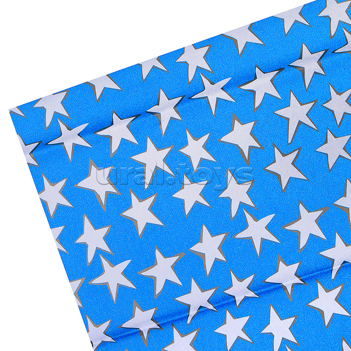 Бумага тишью c орнаментом "Белые звезды на синем фоне" 50x70 см, 17 г/м², 5 л, пластиковый пакет с европодвесом
