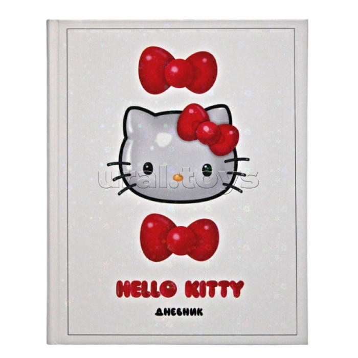 Дневник 1-11кл. "Hello Kitty" формат А5, 48 листов, обложка в твердом заламинированном переплете + голографическая пленка, блок котлас 65 г/м2, белизна 100%, размер 165*210 мм