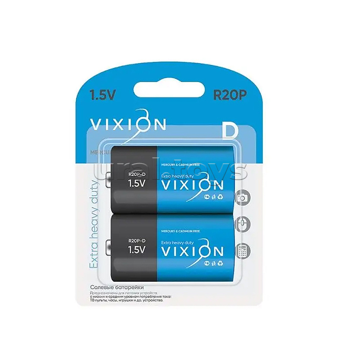 Батарейка солевая Vixion R20P - D2 (блистер 2шт)
