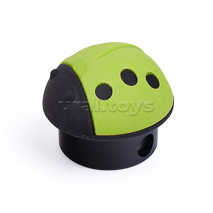 Точилка пластиковая с ластиком "Божья коровка", 1 отверстие, контейнер, ассорти