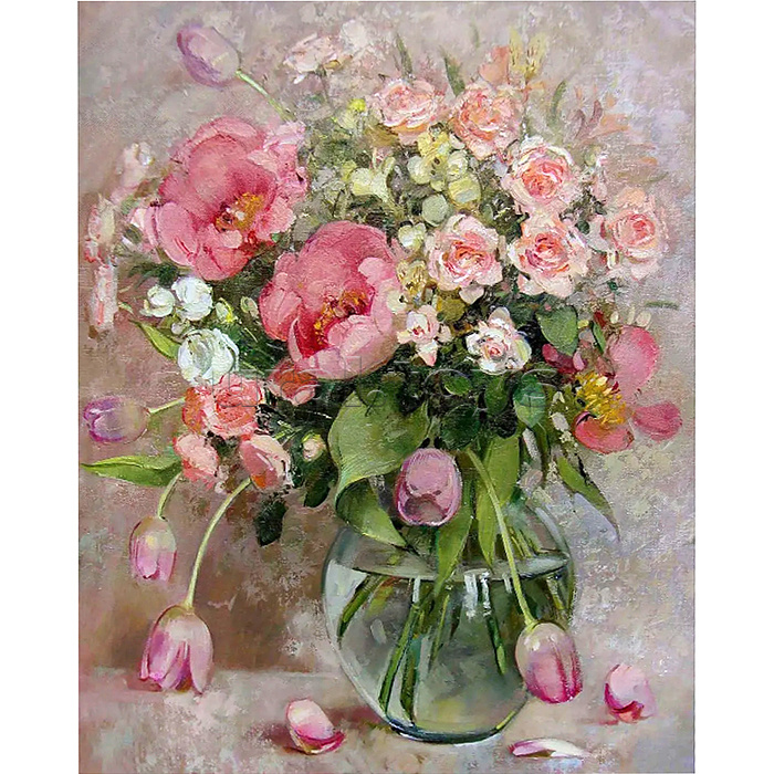 Картина по номерам 40х50 "Штуц Е. Букет с тюльпанами" (24 цвета)