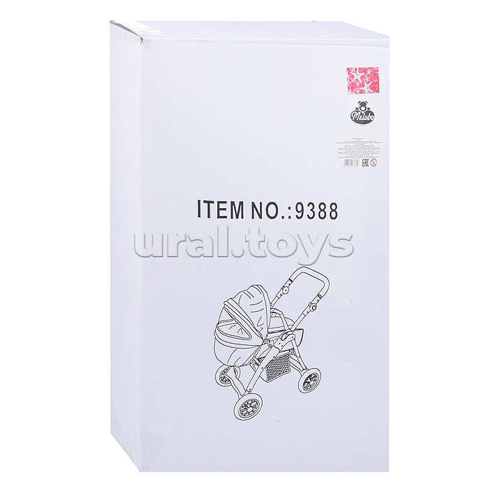 Коляска зима-лето для кукол, металлическая, с люлькой-переноской, с корзиной, цвет вишенка