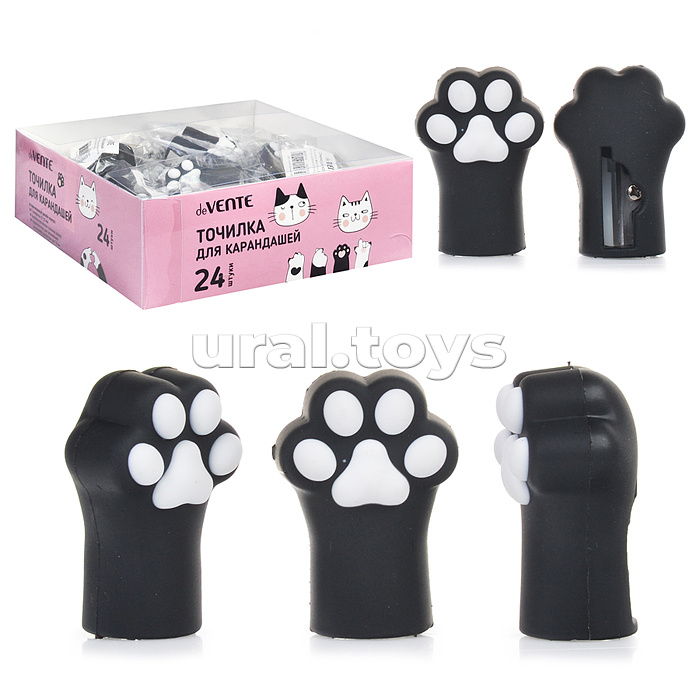 Точилка для карандашей "Cat Paw" 28x21x42 мм, 1 отверстие, пластиковая с покрытием Soft Touch.
