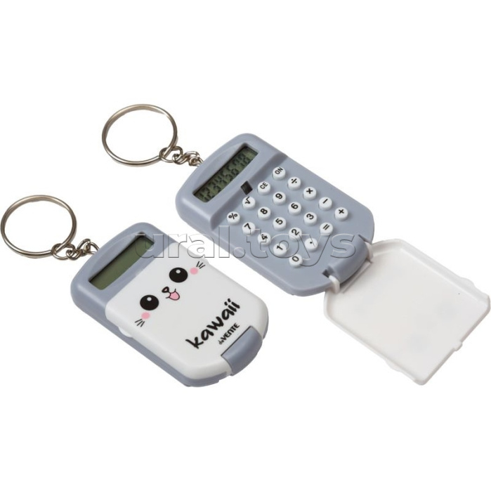Калькулятор-брелок "Kawaii" 37x64x12 мм, 8 разрядный, автоматическое вычисление квадратного корня, процентов, с рисунком, в блистере с подвесом