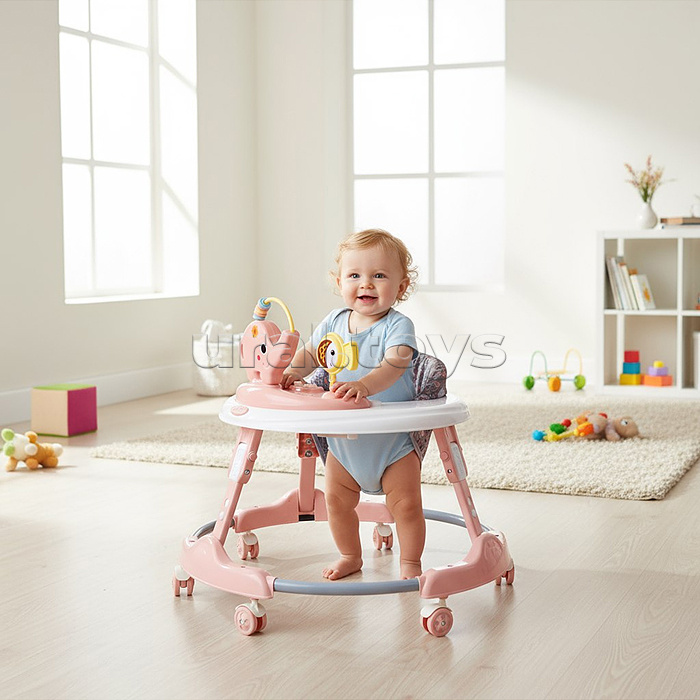 Ходунки "Веселый слоник" (цвет розовый)