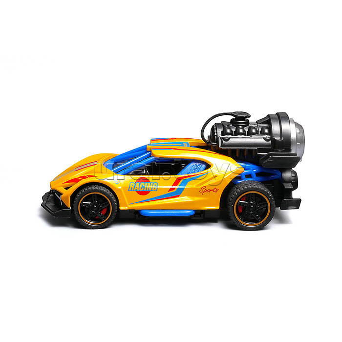 Гоночная машинка свет, звук с имитацией дыма, 1:32, Speed Racing, желтая