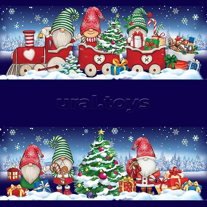 Новогодние наклейки-бордюры на окна "Новогодний экипаж"