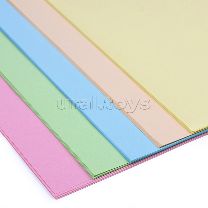 Бумага цветная для офисной техники A4 50 л, 80 г/м², пастельные цвета, ассорти (5 цветов)