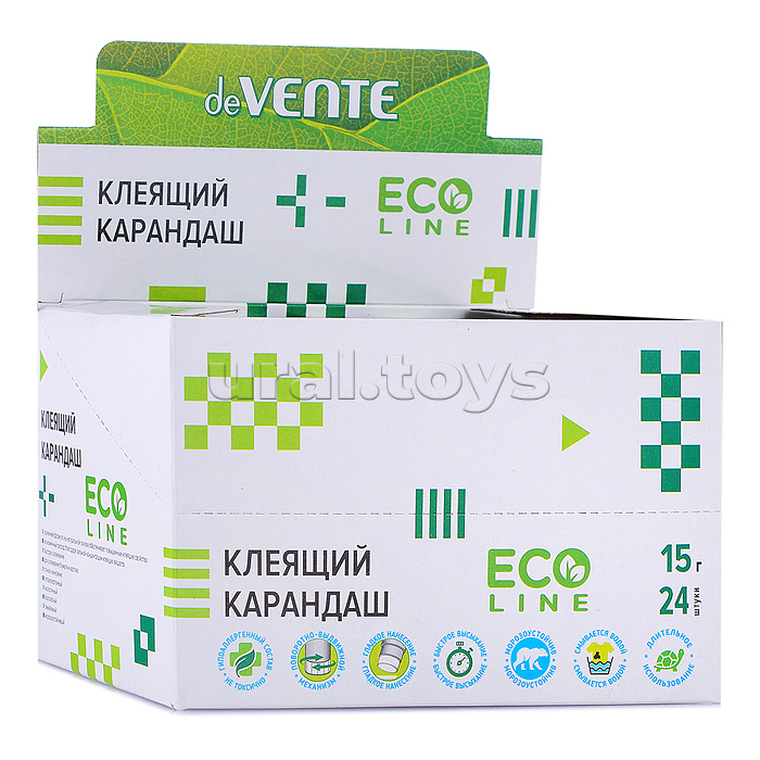 Клеящий карандаш "Eco-line" 15 г (быстросохнущий) в картонном дисплее с пластиковым поддоном
