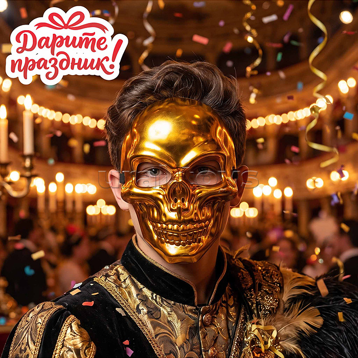 Карнавальная маска "Золотой череп"