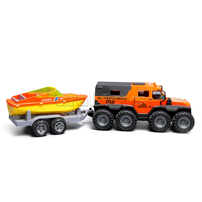 Машина "Король бездорожья" (свет, звук) с катером, в коробке