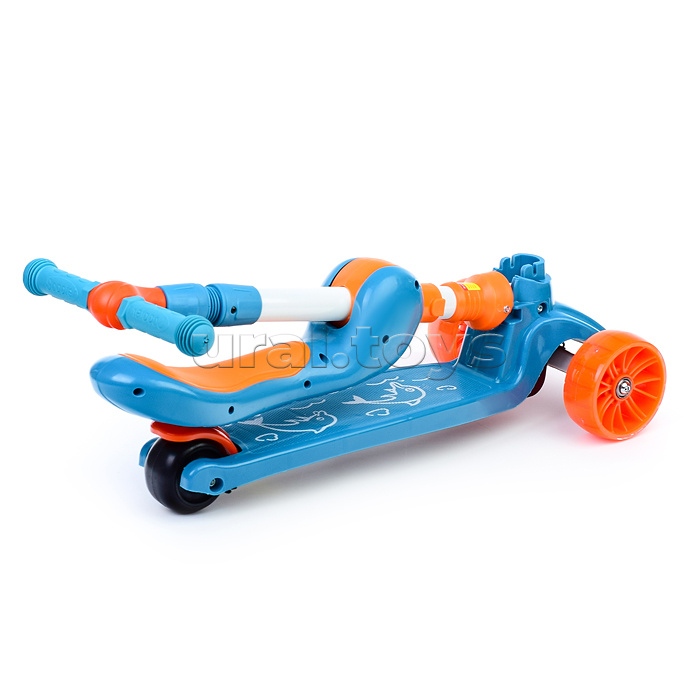 Самокат 3-х кол., голубой, PU, ABEC 7, в коробке