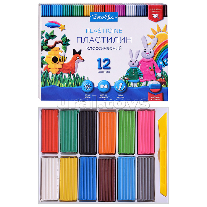 Пластилин классический 12 цв.