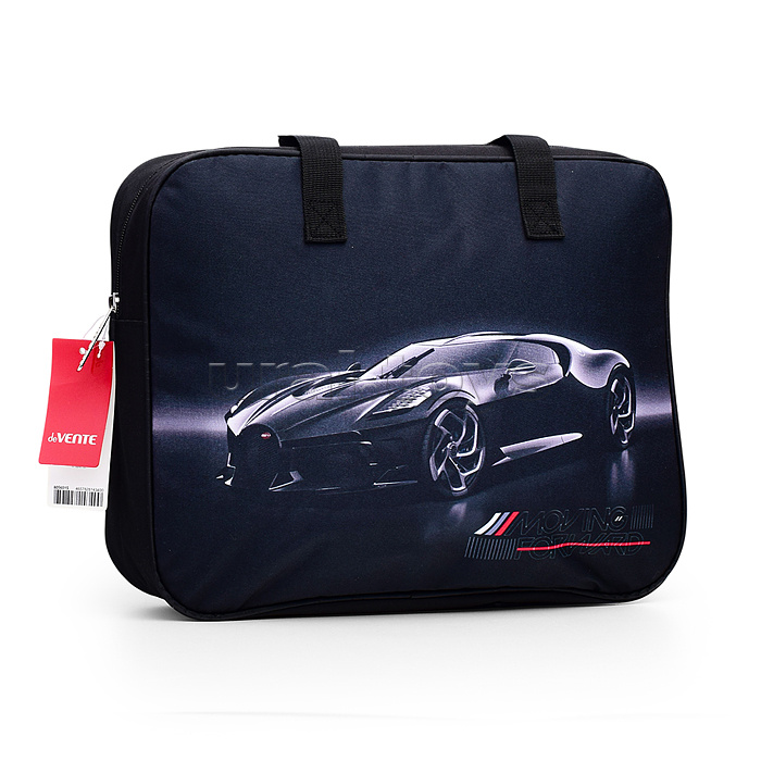 Папка для тетрадей, ИЗО и технологии "Luxury Car" A4 (36x28x8 см) плотный износостойкий полиэстер с водоотталкивающей пропиткой, с каучуковой аппликацией, с текстильным расширением 8 см, на молнии сверху, каучуковая аппликация, с внутренним карманом, с по