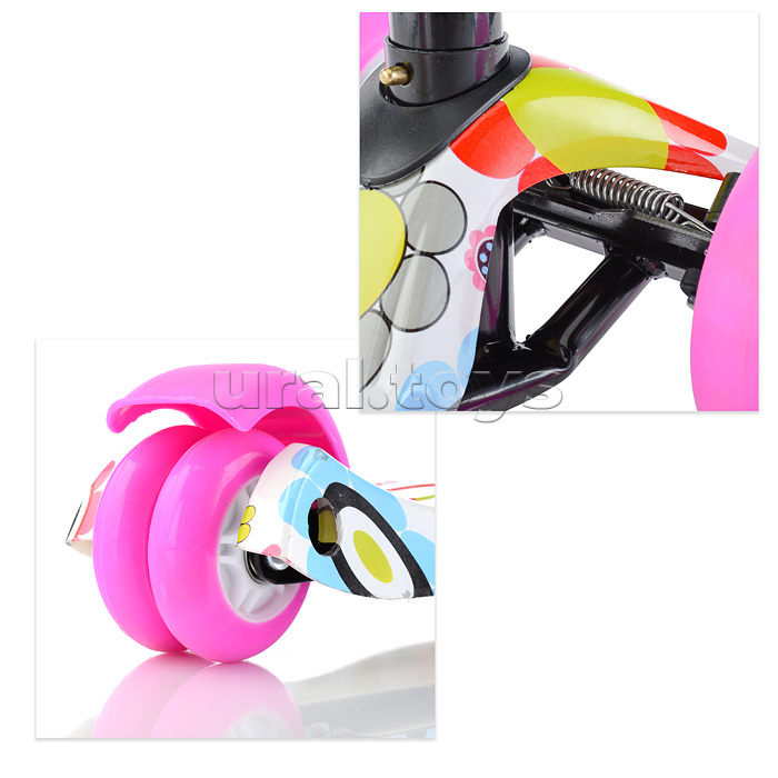 Самокат 3-х кол., цвет микс, светящиеся колёса, PU, ABEC 7, в коробке