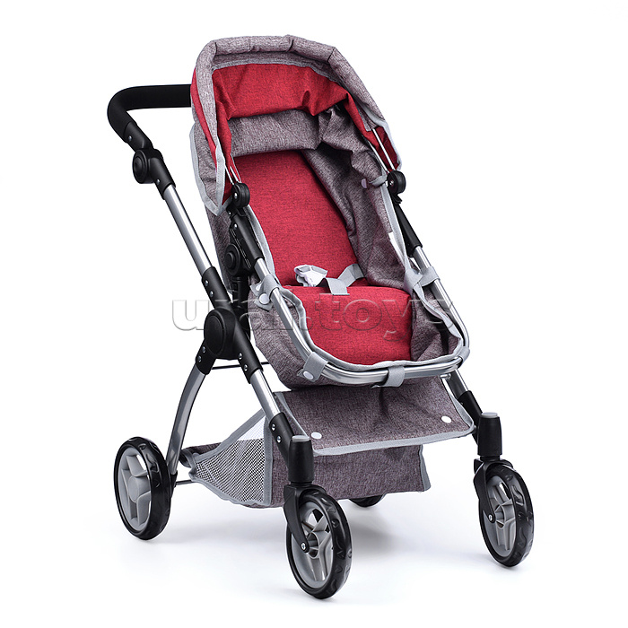 Коляска - трансформер 9620 для кукол, металлическая, регулируемая ручка, с корзиной, в пакете