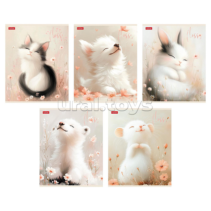 Тетрадь 48л клетка "Flossy" на скобе ламинац. Soft-touch запечатанный оборот и цв. титульный лист