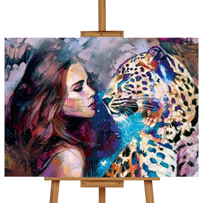 Набор для рисования "Картина по номерам 40*50 см. Девушка и леопард"