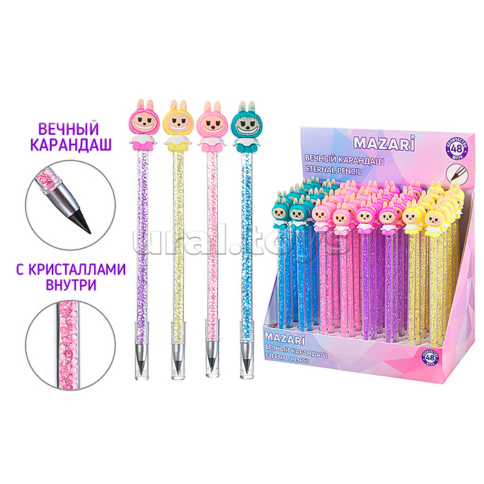 Карандаш вечный "Зубастик" с кристаллами внутри корпуса Карандаш вечный "Зубастик" с кристаллами внутри корпуса