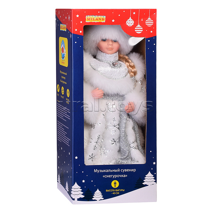 Сувенир музыкальный "Внучка деда мороза в белой шубе с поясом" с мелодией, 40 см Сувенир музыкальный "Внучка деда мороза в белой шубе с поясом" с мелодией, 40 см