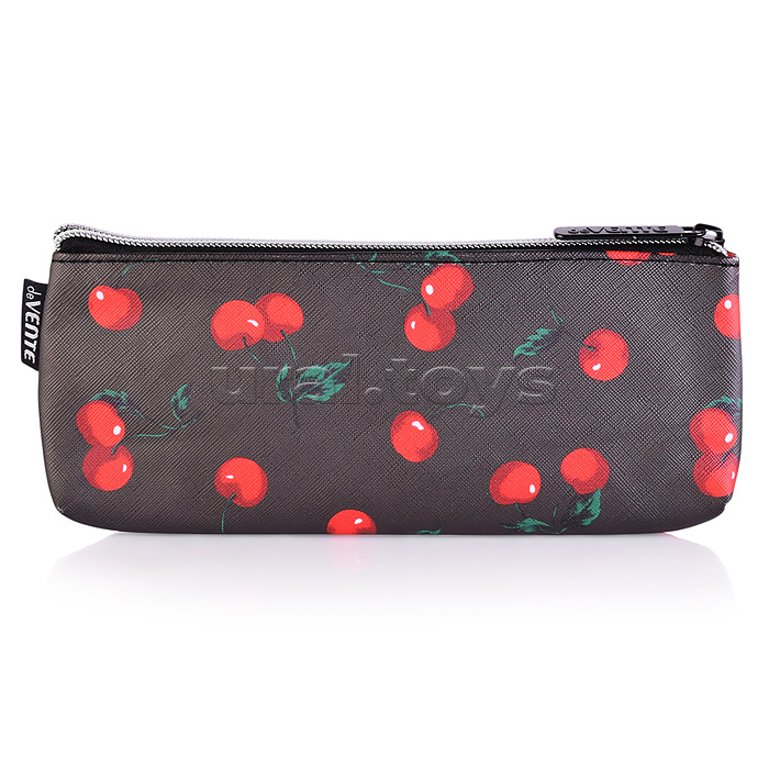 Пенал "Limited Edition Very Cherry" 210x80x35 мм треугольный, антивандальная искусственная кожа с тиснением до -40C, отделение на молнии сверху, треугольный для 45 предметов, черный