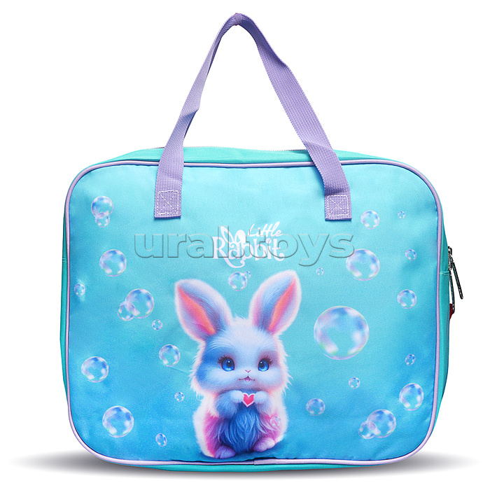 Папка для тетрадей, ИЗО и технологии "Little Rabbit" A4 (36x28x8 см), плотный износостойкий полиэстер с водоотталкивающей пропиткой, отделение на молнии с внутренним карманом, с текстильными ручками увеличенной длины 28 см, с текстильным расширением 8 см,