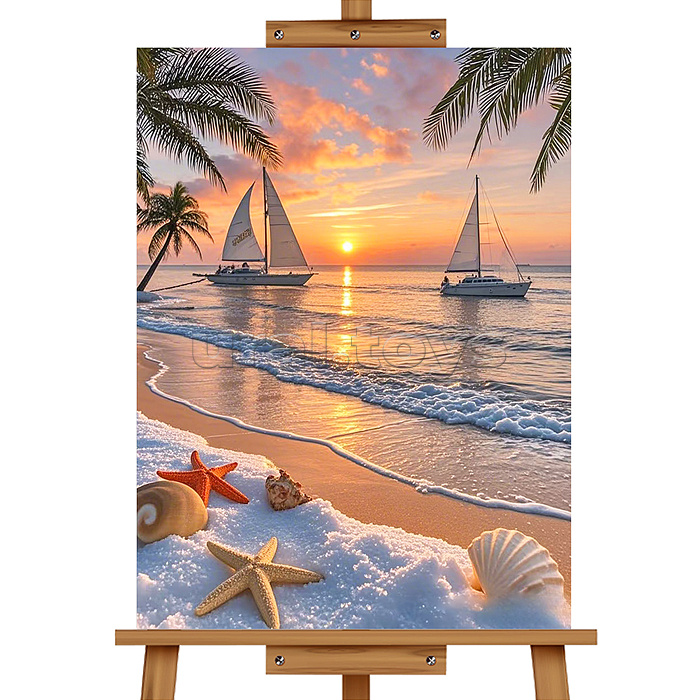 Мозаика алмазная "Закат на берегу океана" 40*50см