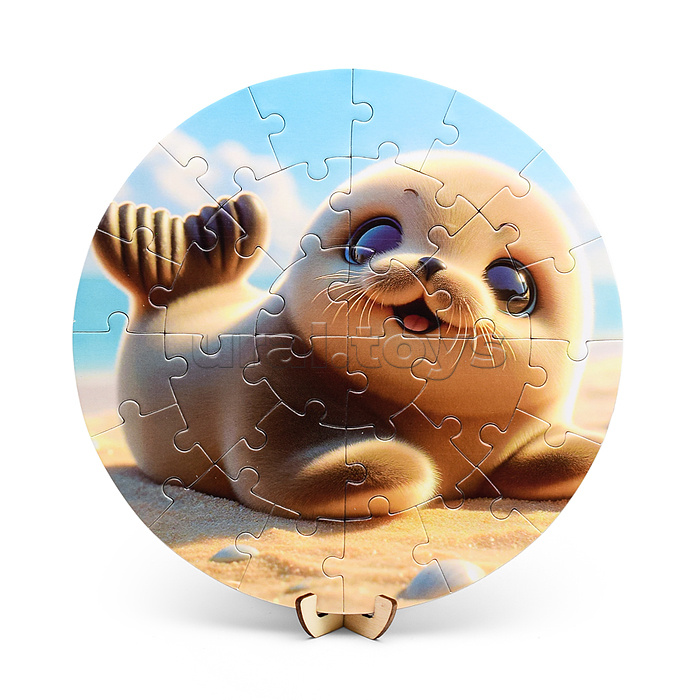 Пазл магнитный "Зверята" круглый