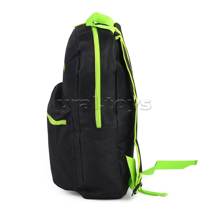 Рюкзак "Black" подростковый 40x29x17 см (14 л) 250 г, 1 отделение на молнии, 1 передний карман, черный с салатовым Рюкзак "Black" подростковый 40x29x17 см (14 л) 250 г, 1 отделение на молнии, 1 передний карман, черный с салатовым