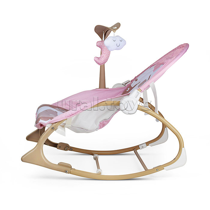 Шезлонг детский "Жирафик" розовый, музыка, вибрация, в коробке