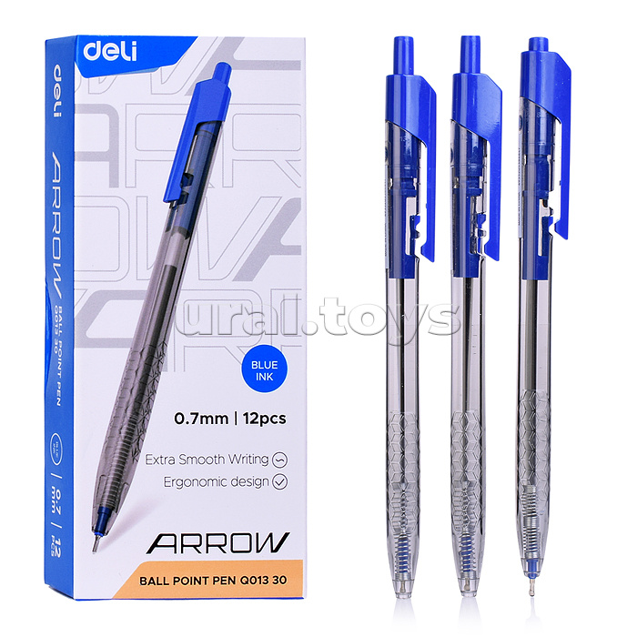 Ручка шариковая EQ01330 Arrow авт. 0.7мм прозрачный/синий синие чернила (1шт) Ручка шариковая EQ01330 Arrow авт. 0.7мм прозрачный/синий синие чернила (1шт)