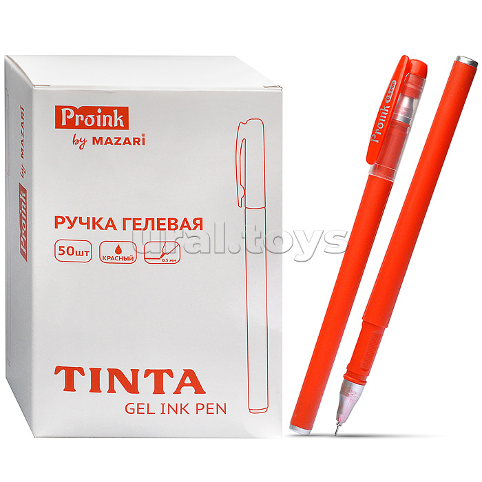 Ручка гелевая Tinta, Красная, игольчатый пишущий узел 0.5 мм, цветной пластиковый корпус, сменный стержень 130 мм, картонная упаковка¶упаковка Ручка гелевая Tinta, Красная, игольчатый пишущий узел 0.5 мм, цветной пластиковый корпус, сменный стержень 130 мм, картонная упаковка¶упаковка