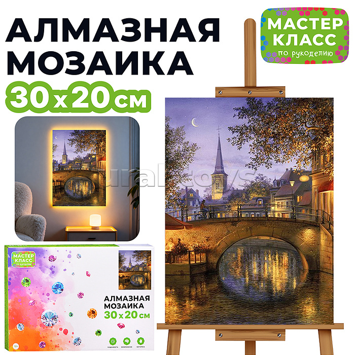 Мозаика алмазная "Сказочный вечер" (с гирляндой) 20*30см.