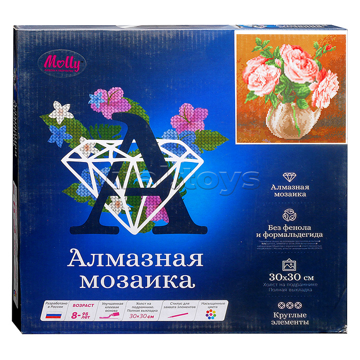 Алмазная мозаика 30х30 "Бузин. Случайный букет" (25 цветов)