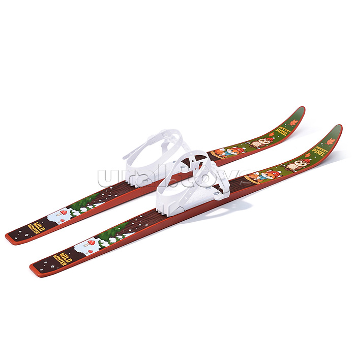 Лыжи детские "Зимний лес" ROCKET SKI KIDS 75/75 см, универсальное крепление, с палками